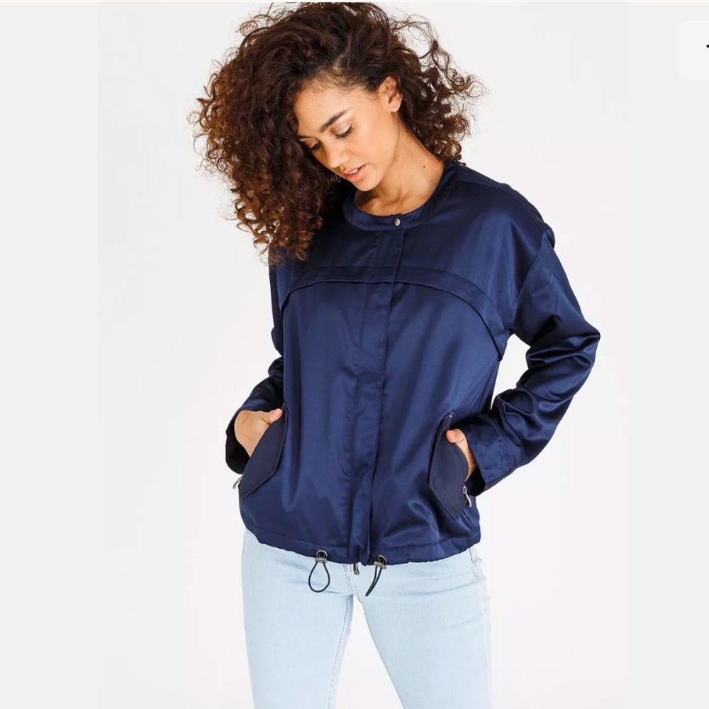 Guess Addy Satin Jacket Long Sleeve Zip up